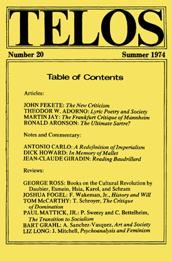 Telos 20 (Summer 1974)