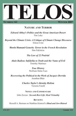 Telos 141 (Winter 2007): Nature and Terror Telos 141 (Winter 2007): Nature and Terror