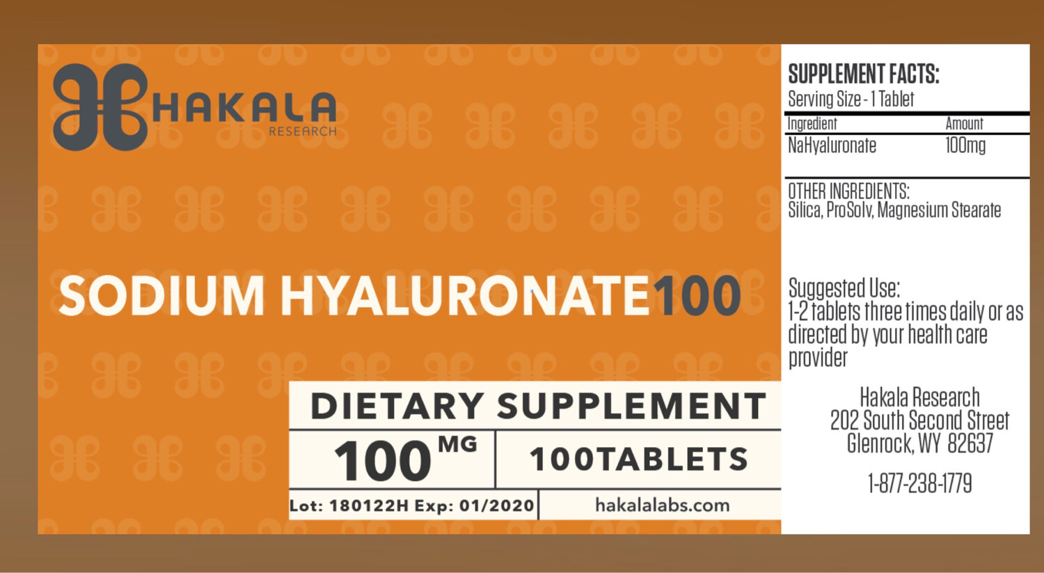 Sodium Hyaluronate 100 mg - 100 Tablets
