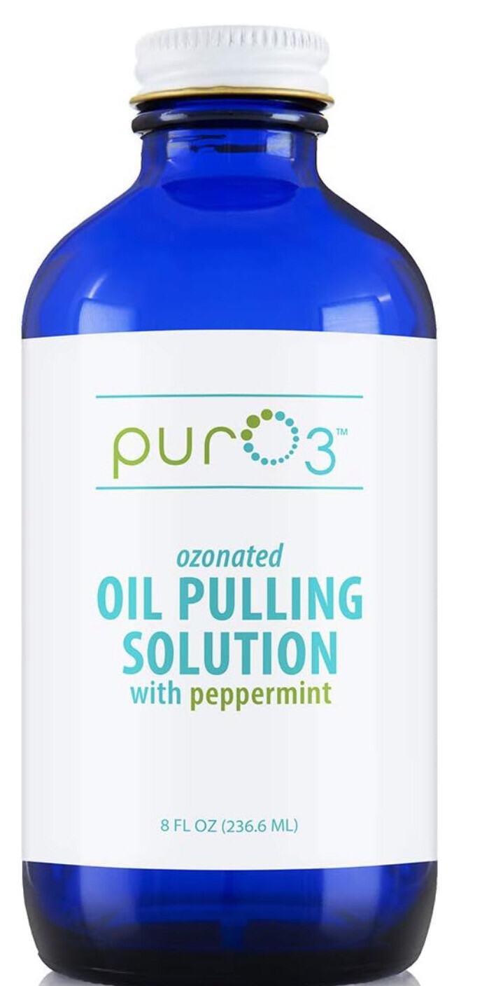 PurO3 Ozonated Oil Pulling Solution with Peppermint - Organic, 8 Ounce