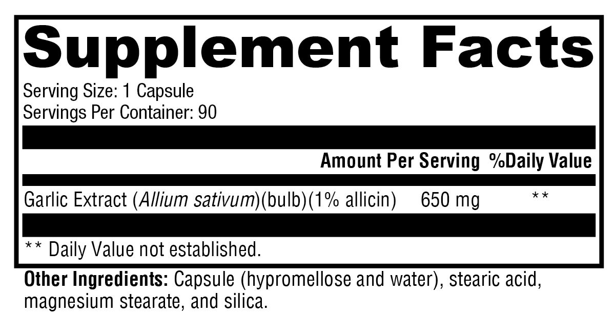 GarliX™ 90 Capsules supplement facts image