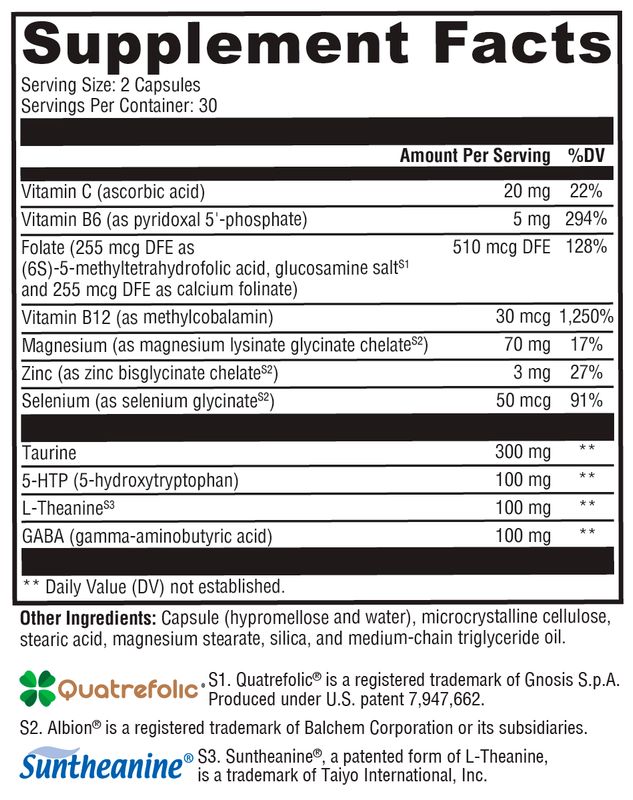Mood Food™ ES 60 Capsules supplement facts image