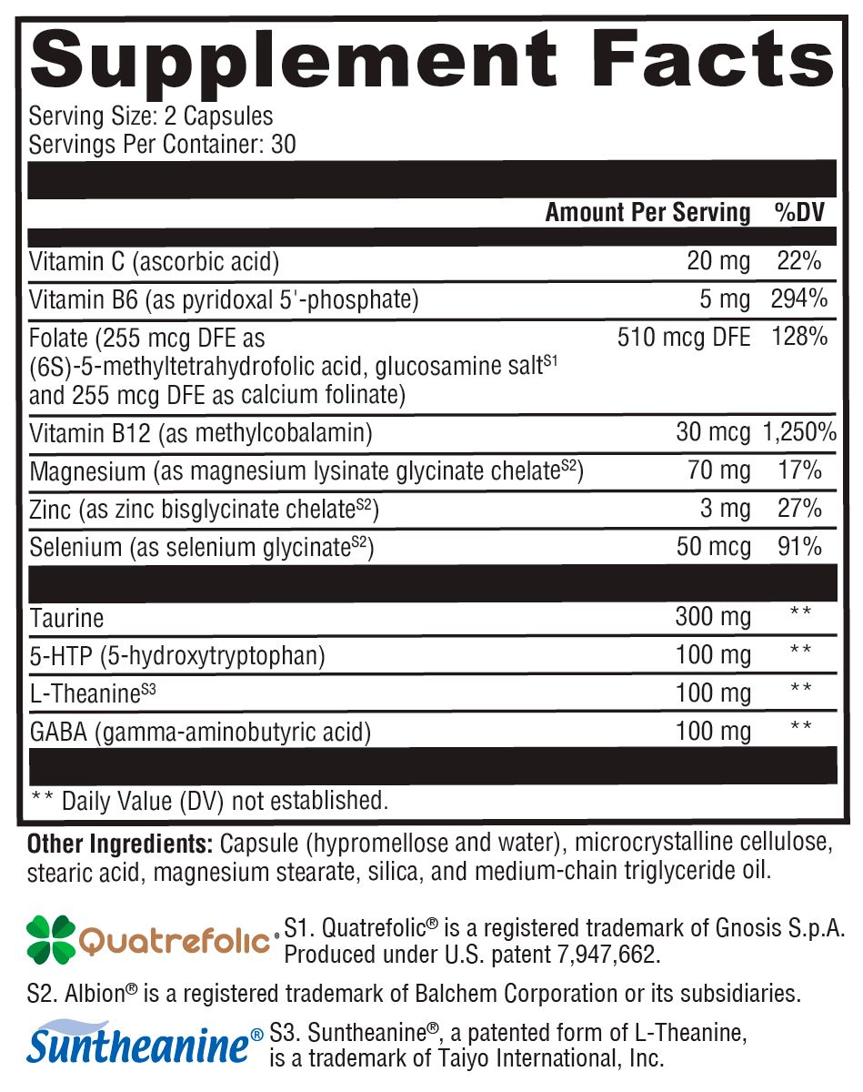 Mood Food™ ES 60 Capsules supplement facts image