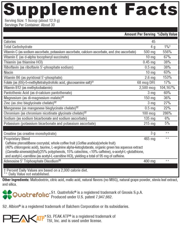 ATP Ignite™ Workout Mixed Berry 30 Servings supplement facts image