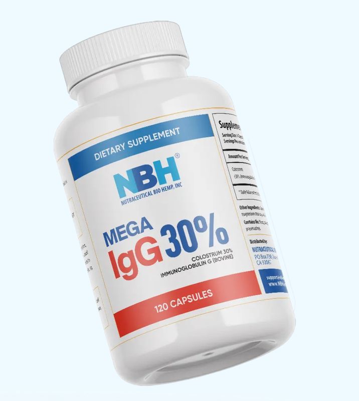 Mega IgG 30% (Bovine), 120 Capsules 500 mg