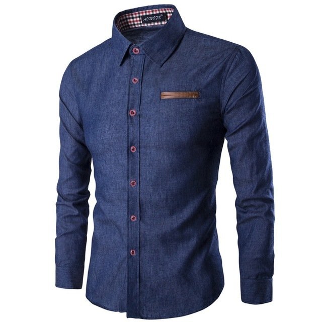 Camisa de Vestir Casual Color Azul