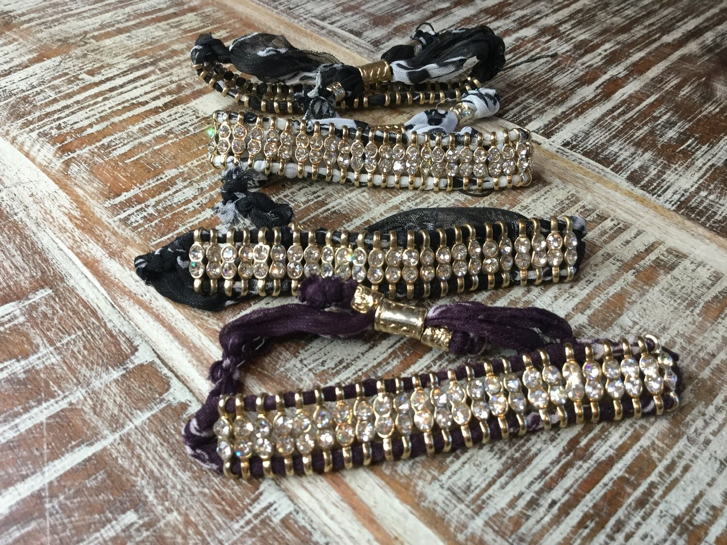 rhinestone fabric bracelet
