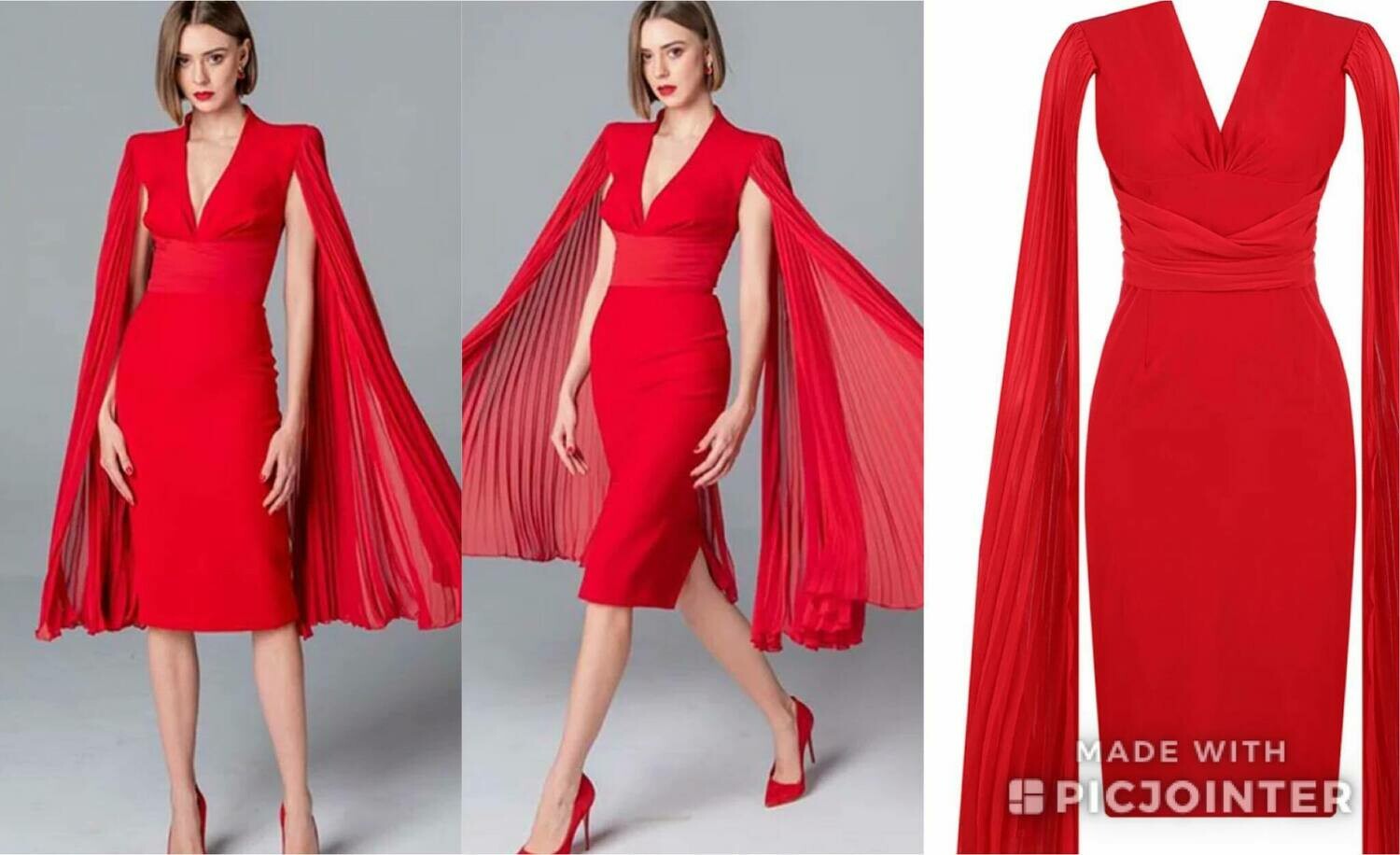 Red Flutter sleeve dress