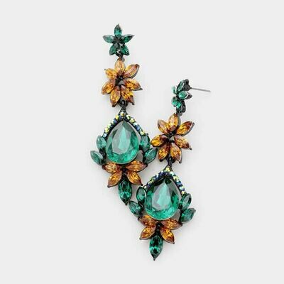 emerald and amber earring