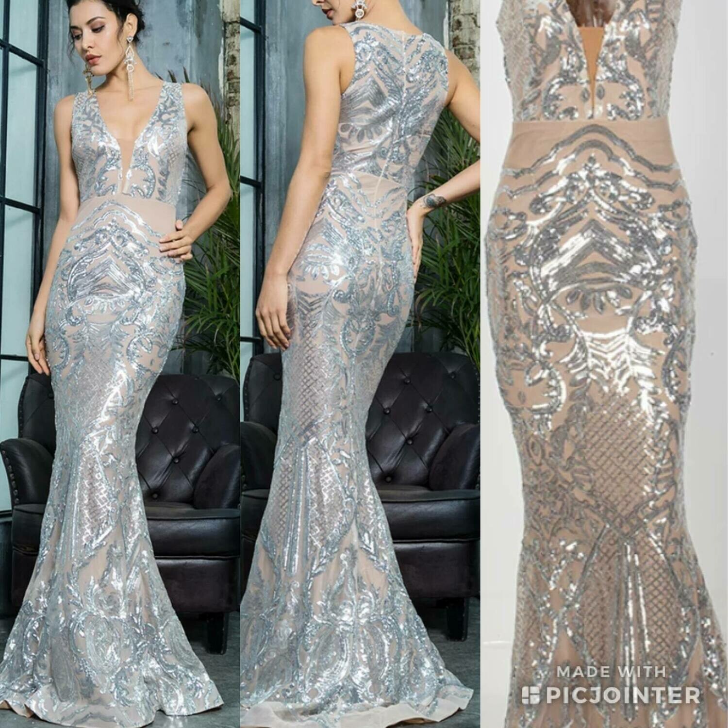 Silver sequin dress