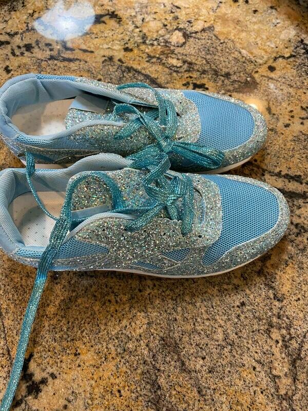 turquoise glitter tennis shoes ONLY ONE Size 10