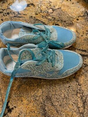 turquoise glitter tennis shoes ONLY ONE Size 10