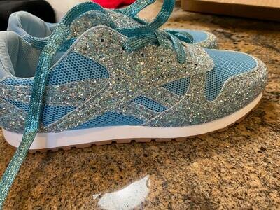 turquoise glitter tennis shoes ONLY ONE Size 10