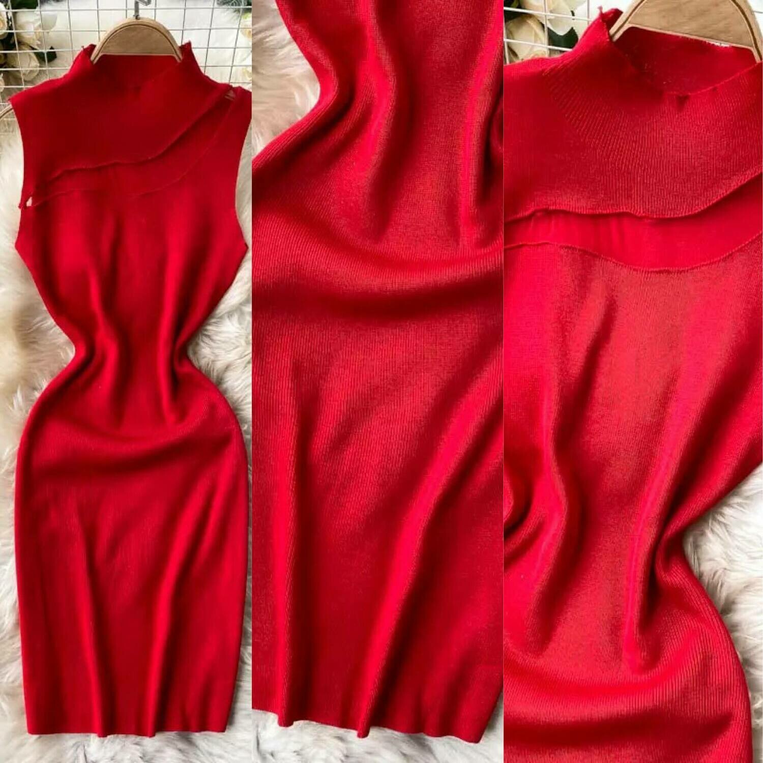 red sweater dress one size