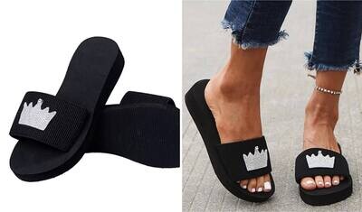 Black Crown Slippers
