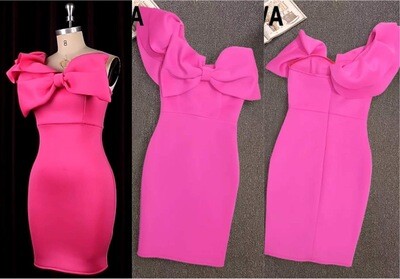 Pink scuba One Shoulder with bow