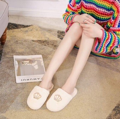 White close toe Crown Slippers