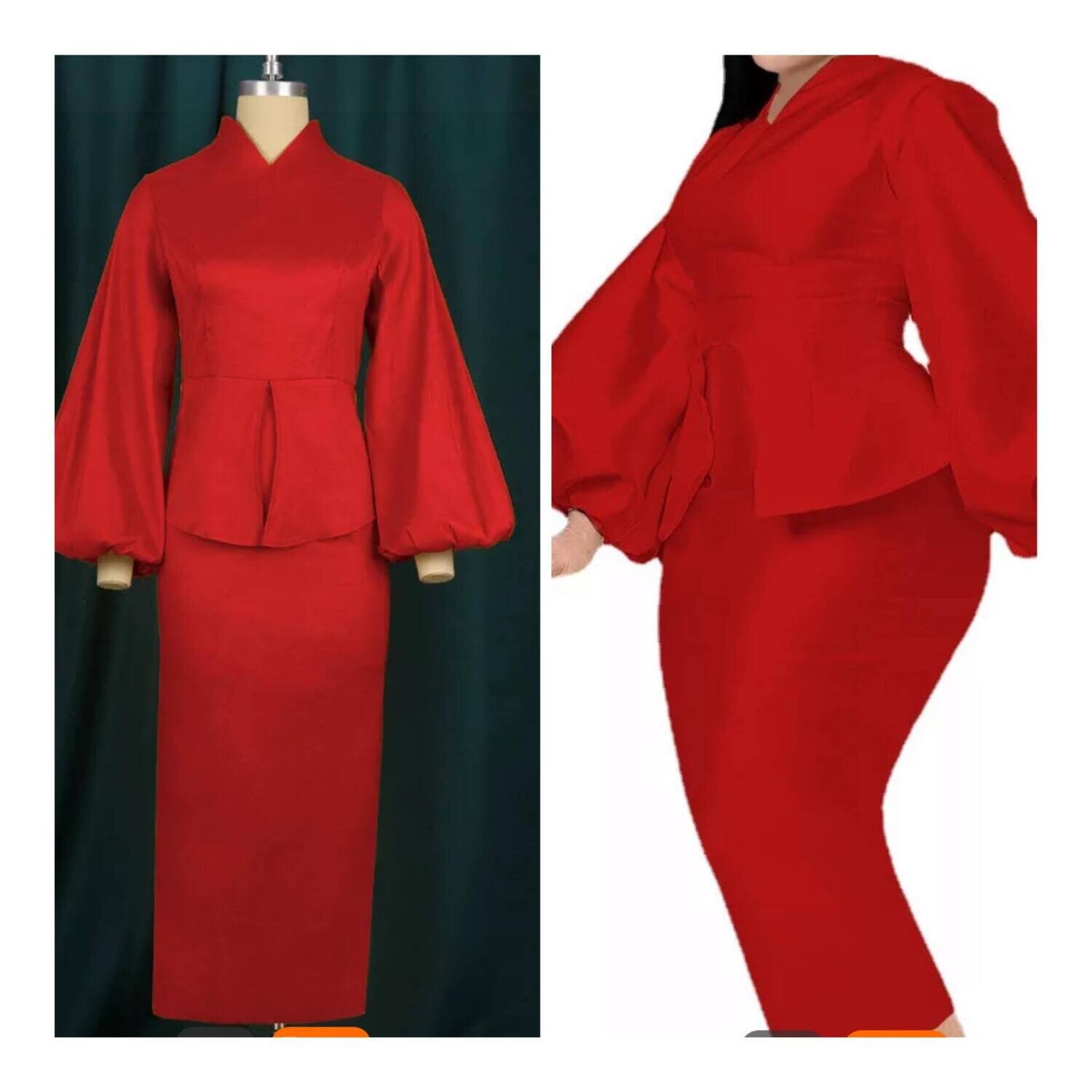 Red Stretch Taffeta Dress