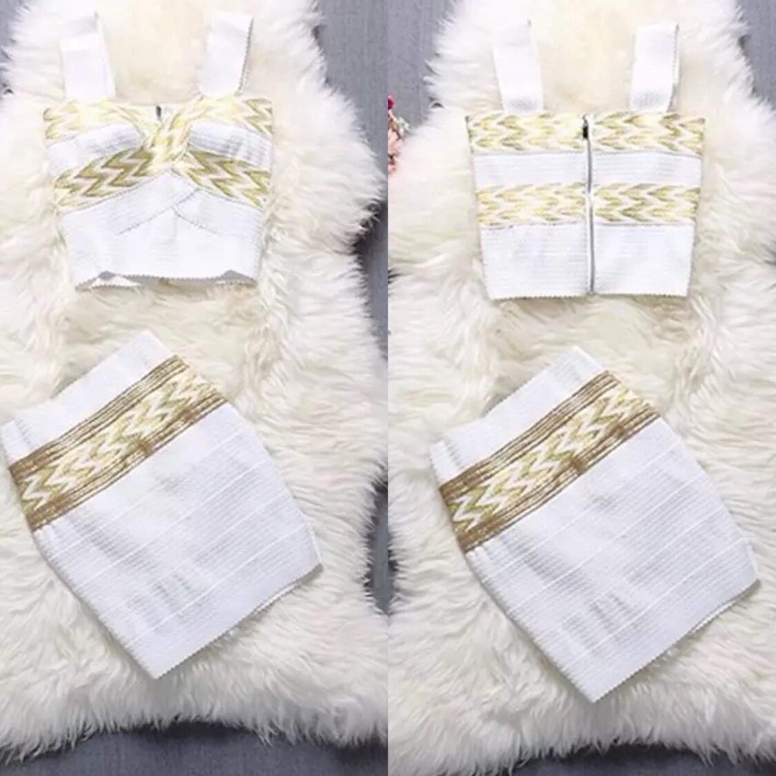 Two Piece White and Gold
