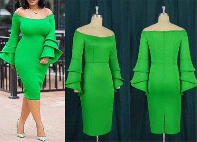 Green Off The Shoulder Scuba Dress