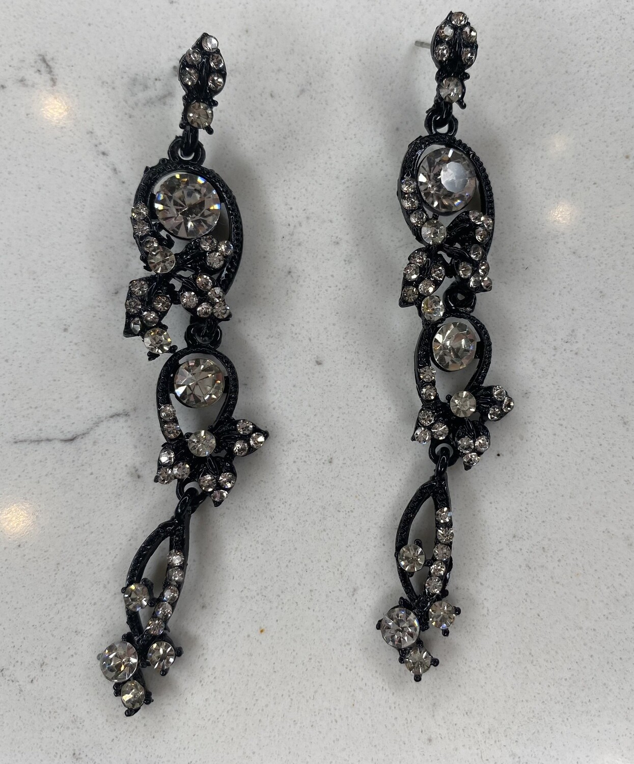 Black and Crystal Bubble Swirl Earring