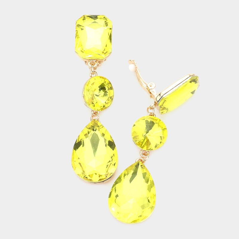 Triple Stone Pageant Earring
