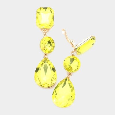 Triple Stone Pageant Earring