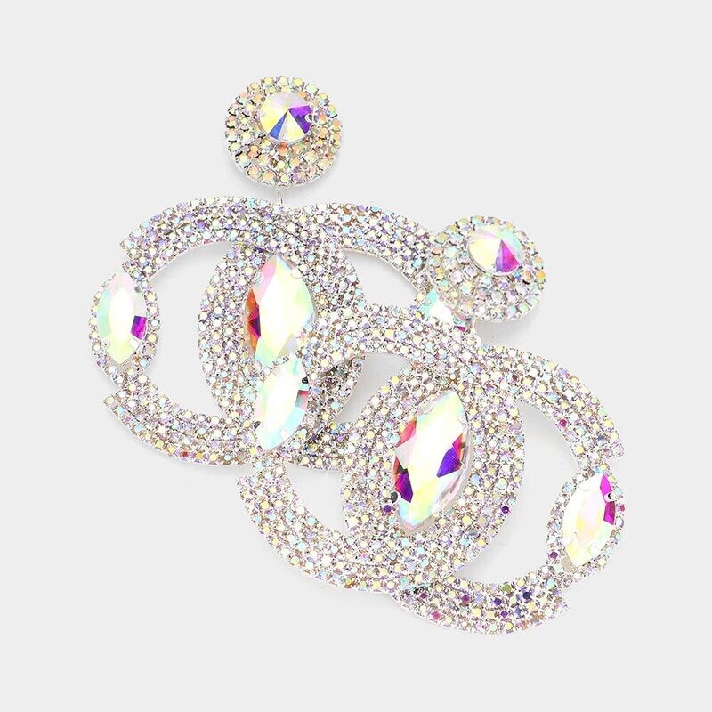 Double Open Circle Dangle Pageant Earring