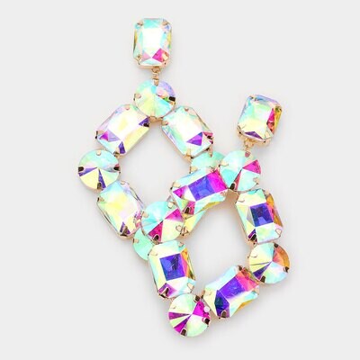 Rectangle Cluster Pageant Earring