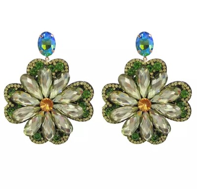 3D big stone Flower earrings