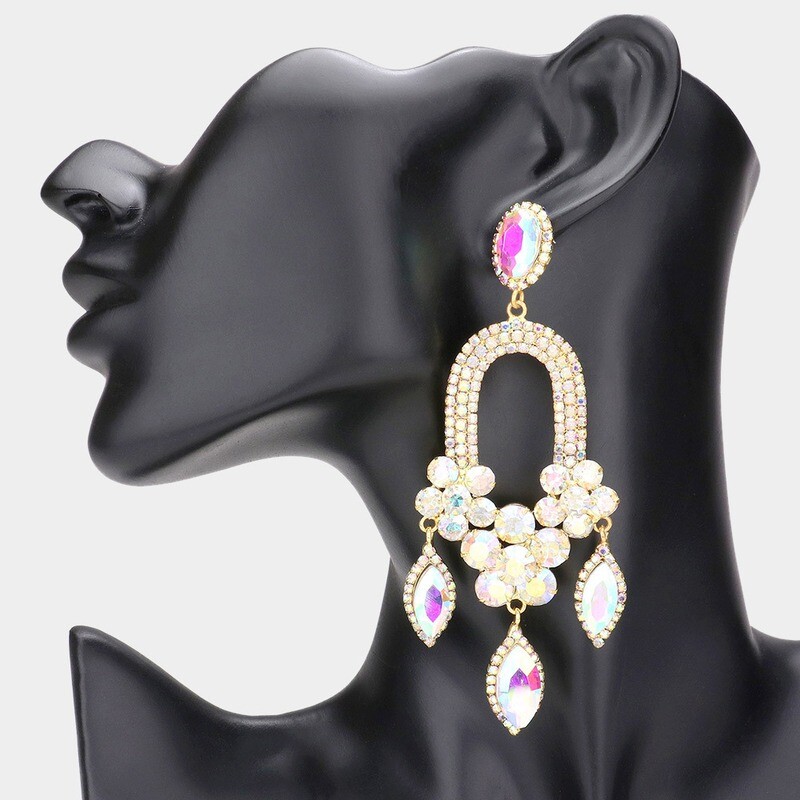 Triple Stone Pageant Earring