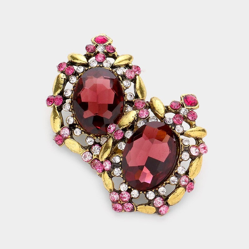 Oval Stone Pageant Earring