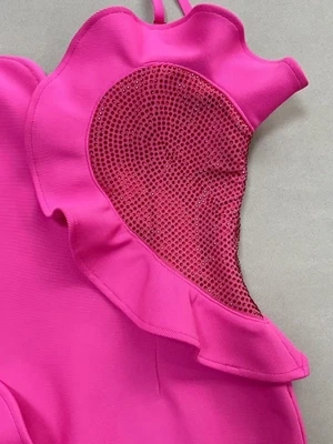 Ruffle Heart stoned Bandage Dress