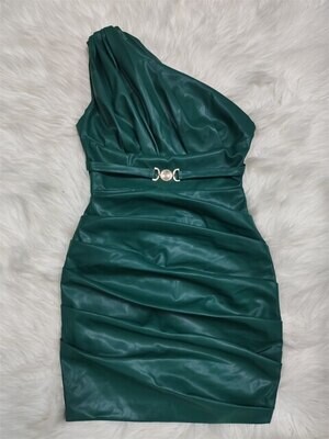 Pleather Green Dress
