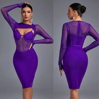 Mesh Purple Bandage Dress