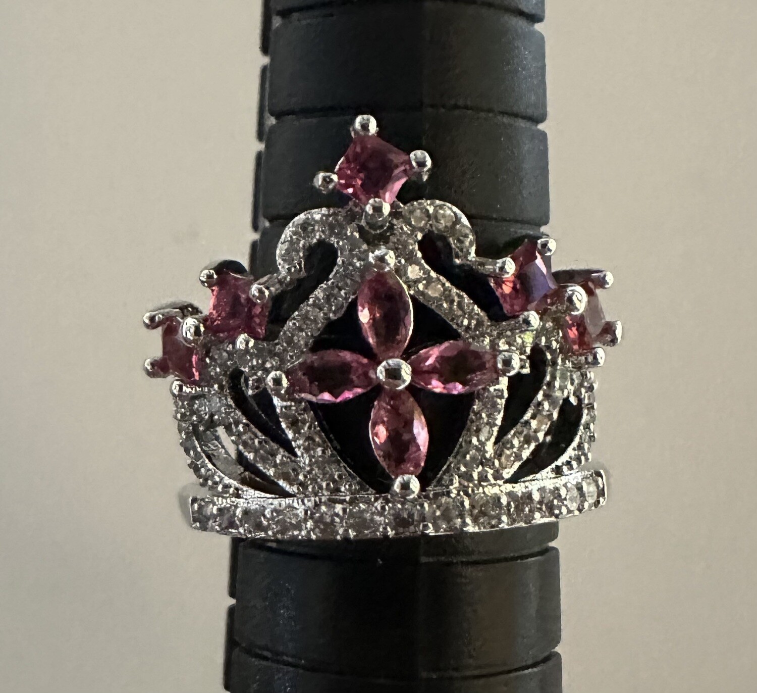 Pink stone Crown Ring