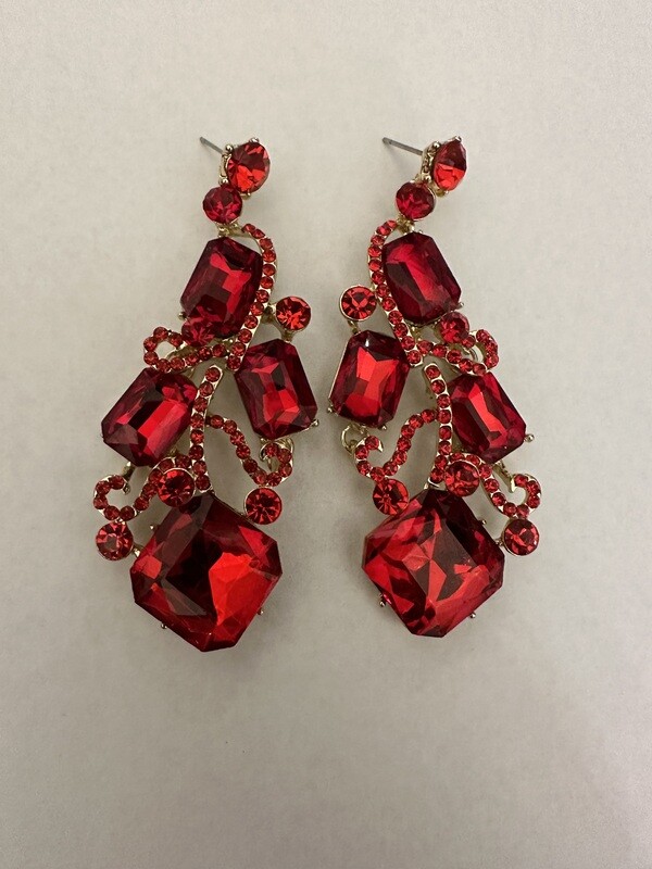 Square Multi Size Stone Earrings