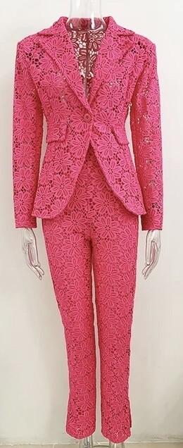 Pink Lace two-piece blazer &amp; pant