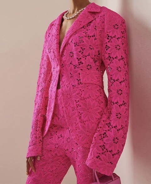 Pink Lace two-piece blazer &amp; pant