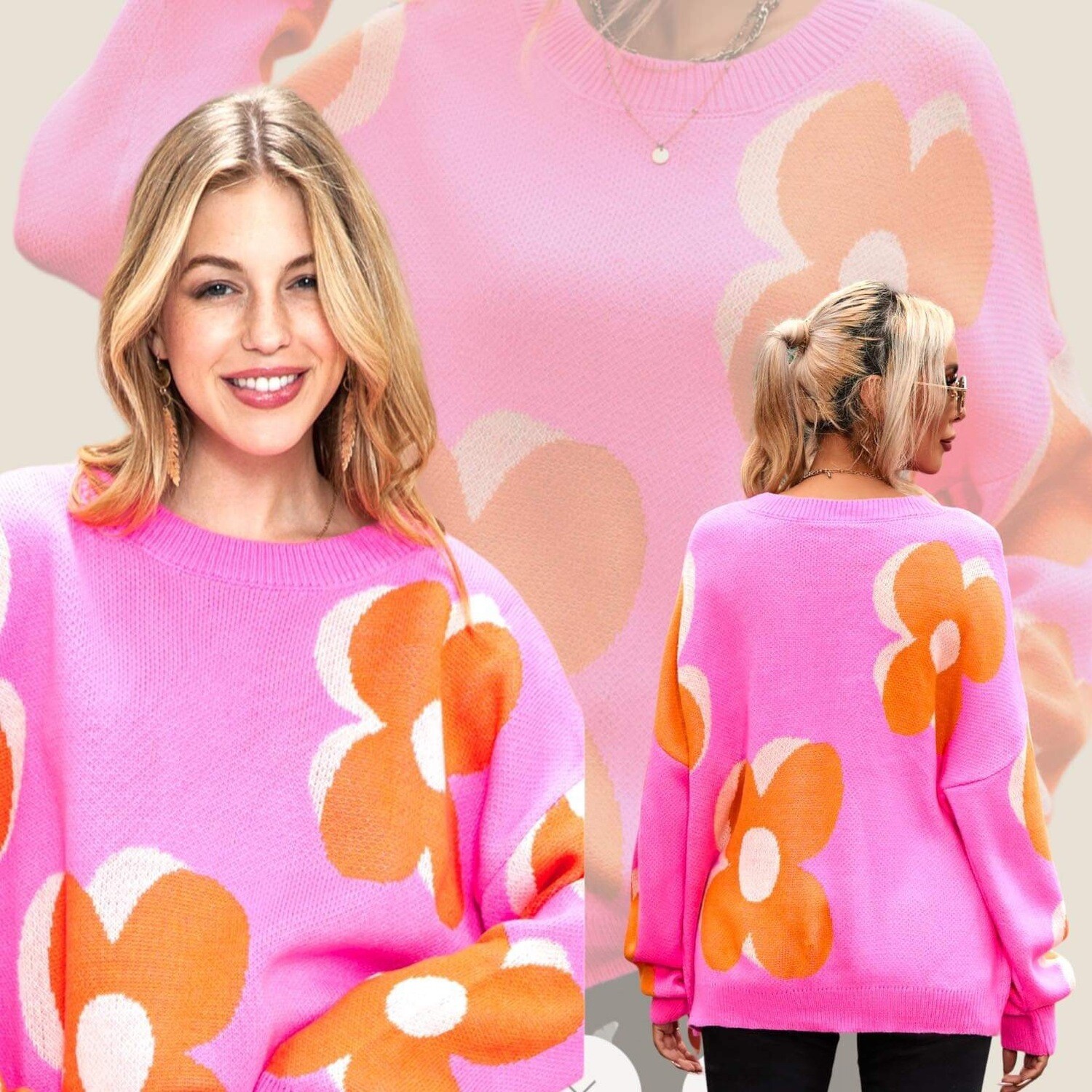 Pink flower sweater