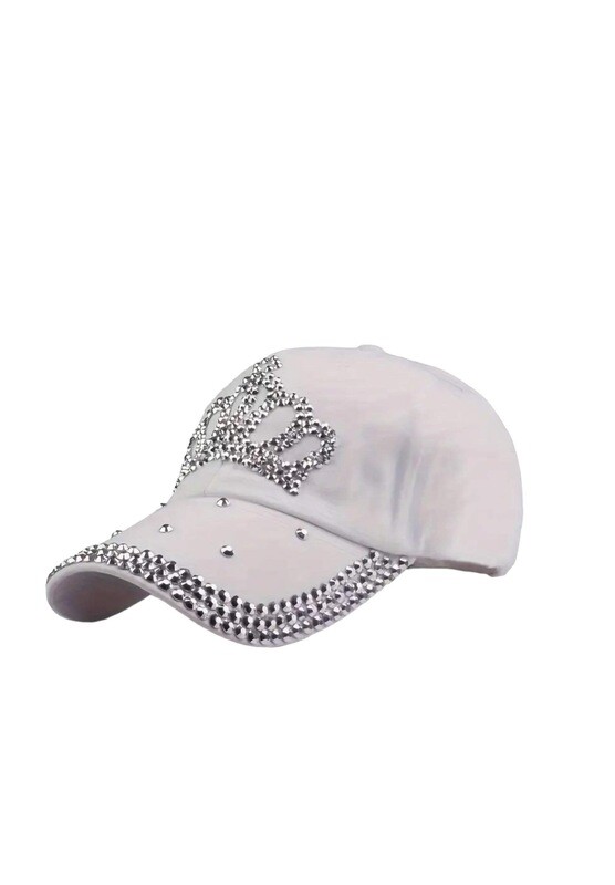 Rhinestone Trim Crown Hat