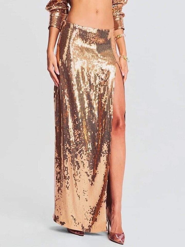 Gold sequin Blouse and Skirt