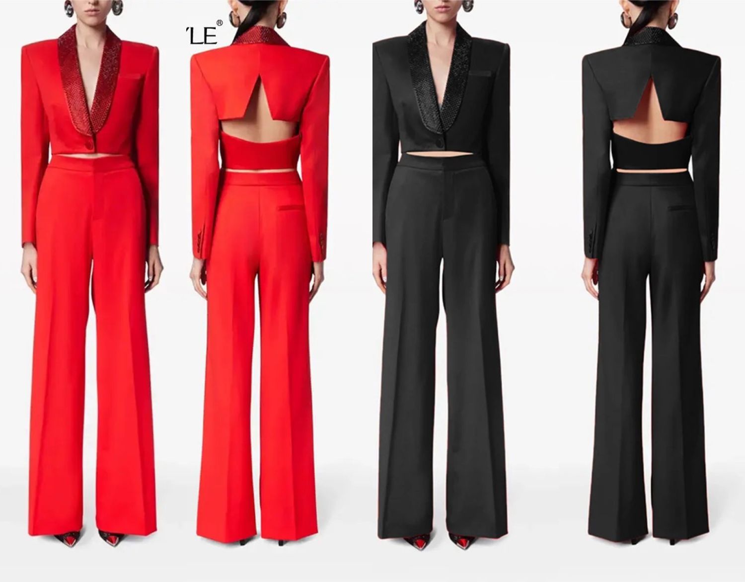 Pant suit with beaded color