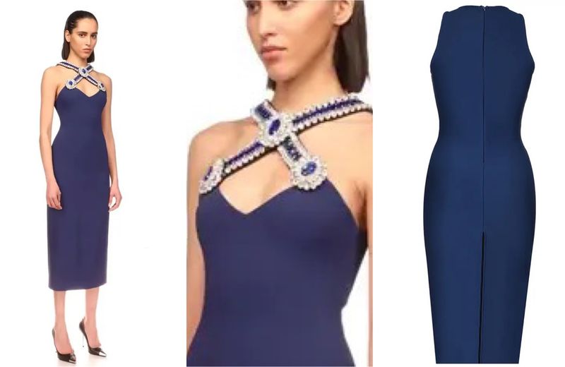 Beaded Blue Bandage Dress