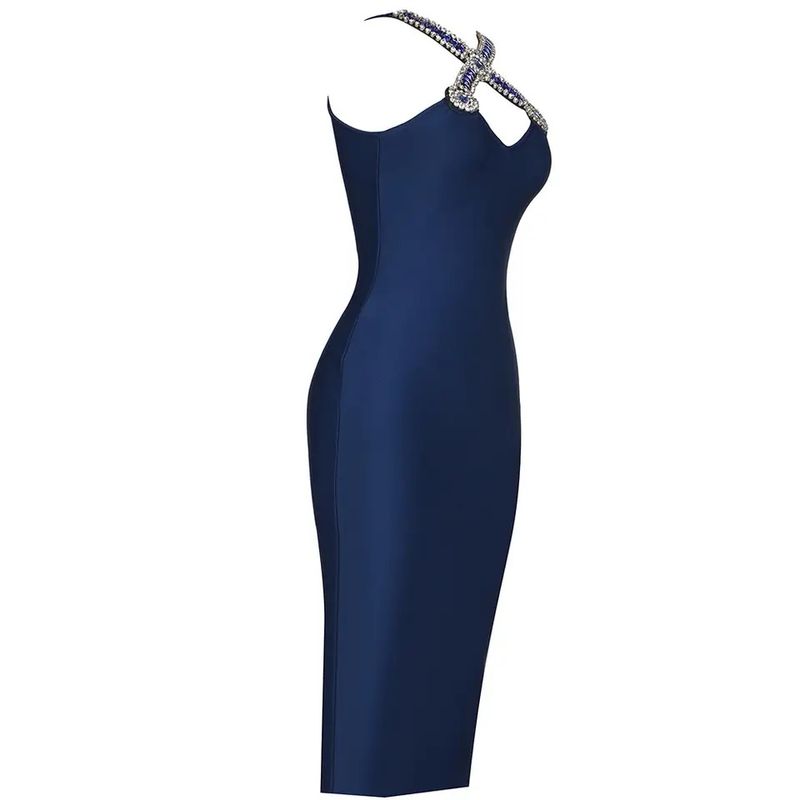 Beaded Blue Bandage Dress