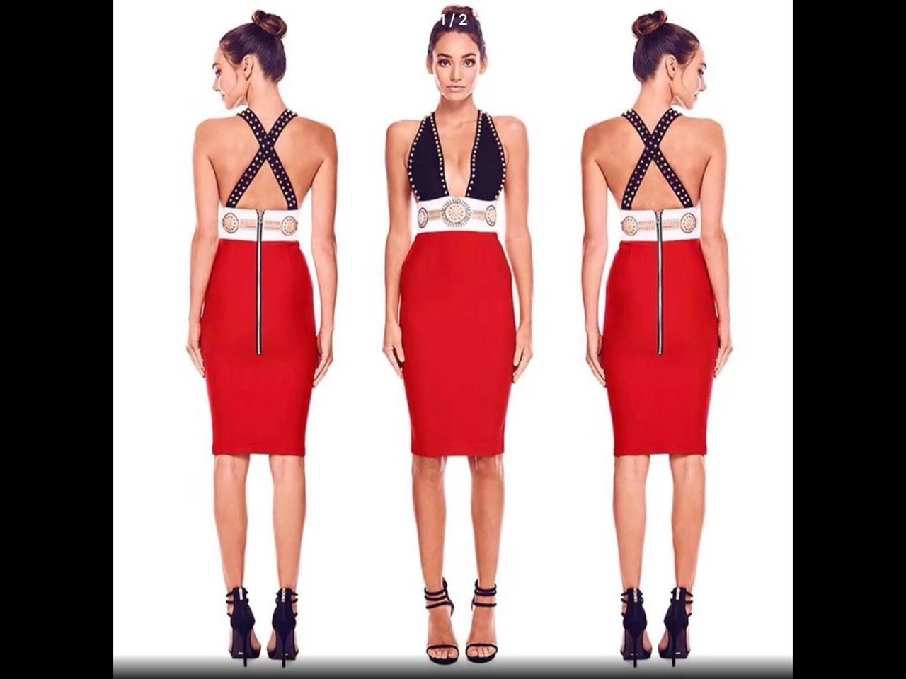 Red and White Bandage Dress