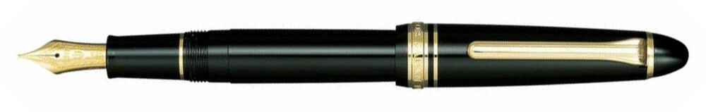 Sailor 1911 Black Fountain Pen, Gold Trim 14K Medium Nib