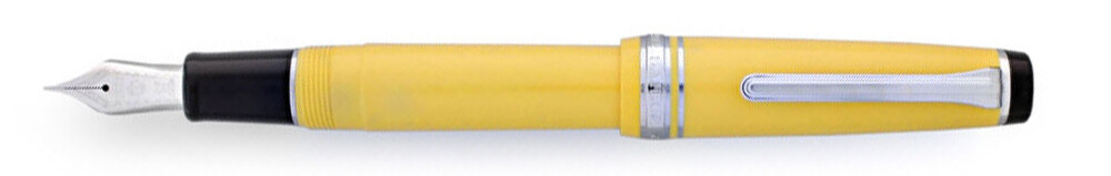 Sailor Professional Gear Yellow Fountain Pen, Silver Accents 21k Broad