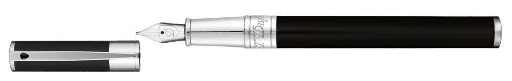 ST DUPONT D-Initial Fountain Pen Black &amp; Chrome - Medium Nib