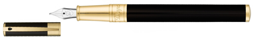 ST DUPONT D-Initial Fountain Pen Black &amp; Golden - Medium Nib
